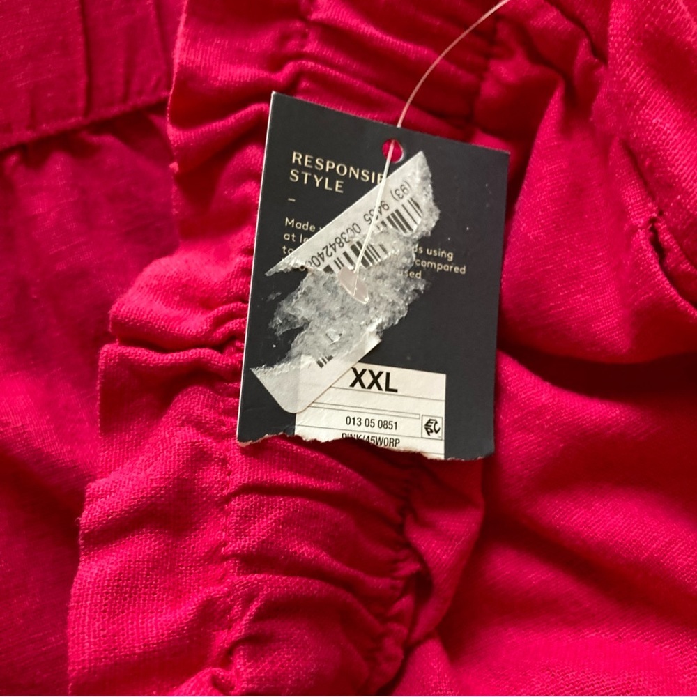 NWT Universal Thread Bright Pink Button Down Skirt w/Paper Bag Drawstring Waist - Picture 4 of 9